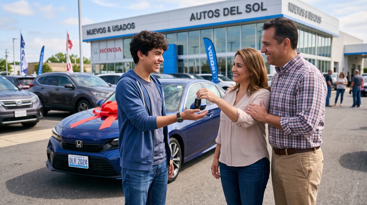Parents gifting a car to their teen driver in Florida